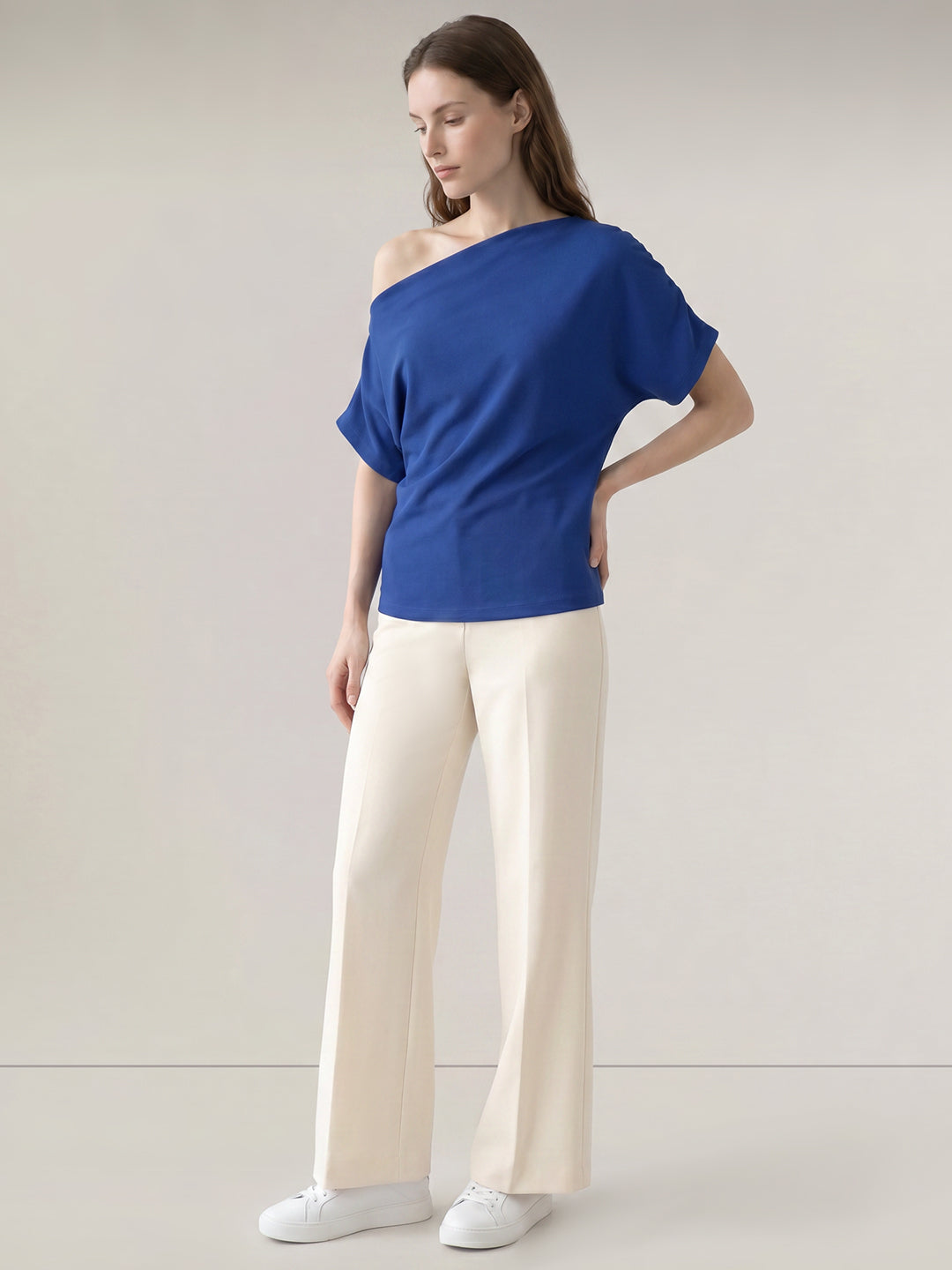 Dark Blue One Shoulder Top