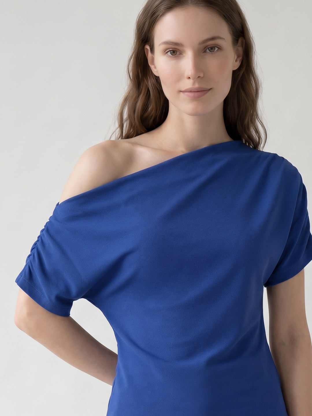 Dark Blue One Shoulder Top