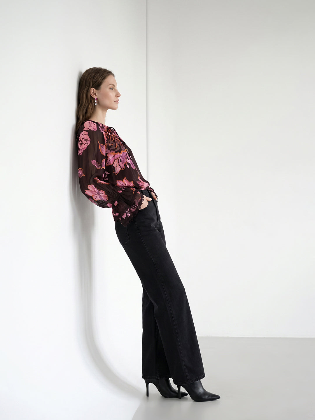 Dark Red Floral Top