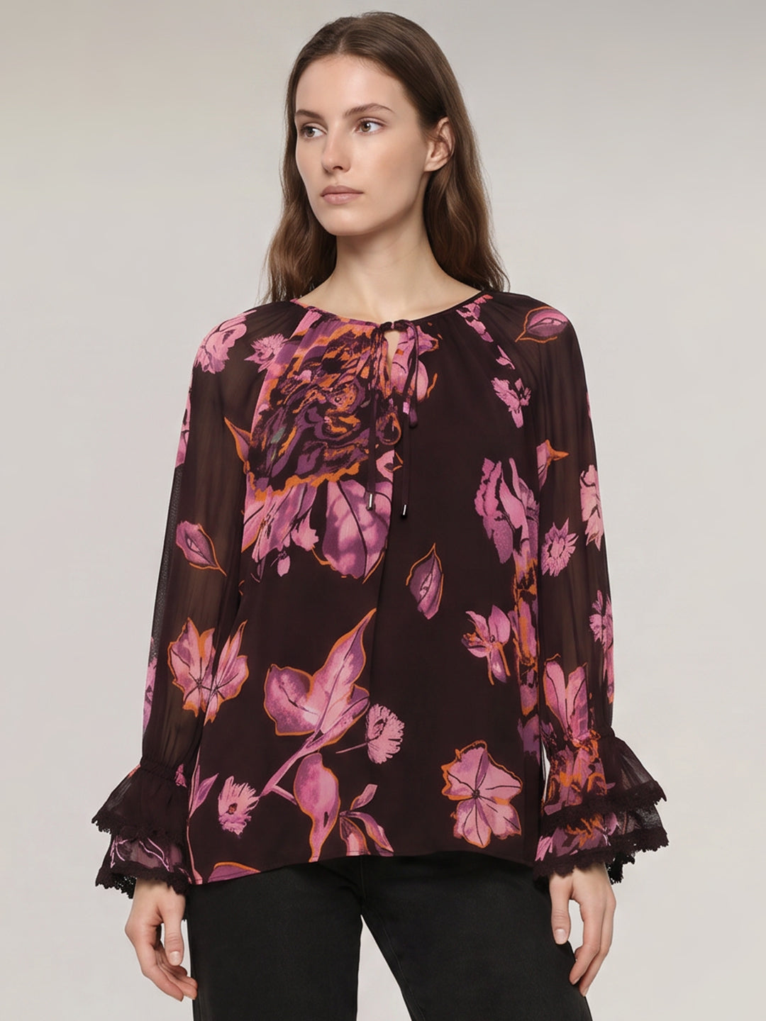 Dark Red Floral Top