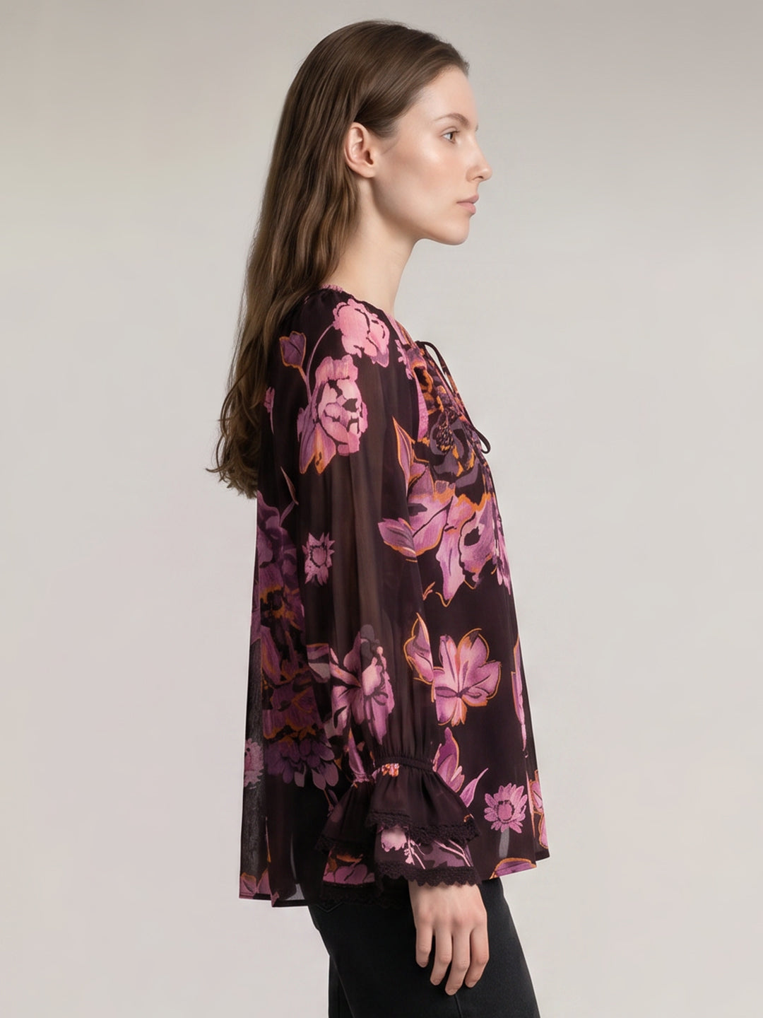 Dark Red Floral Top