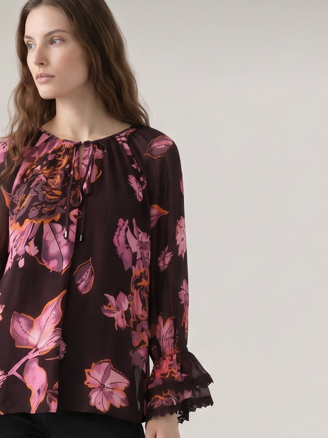Dark Red Floral Top