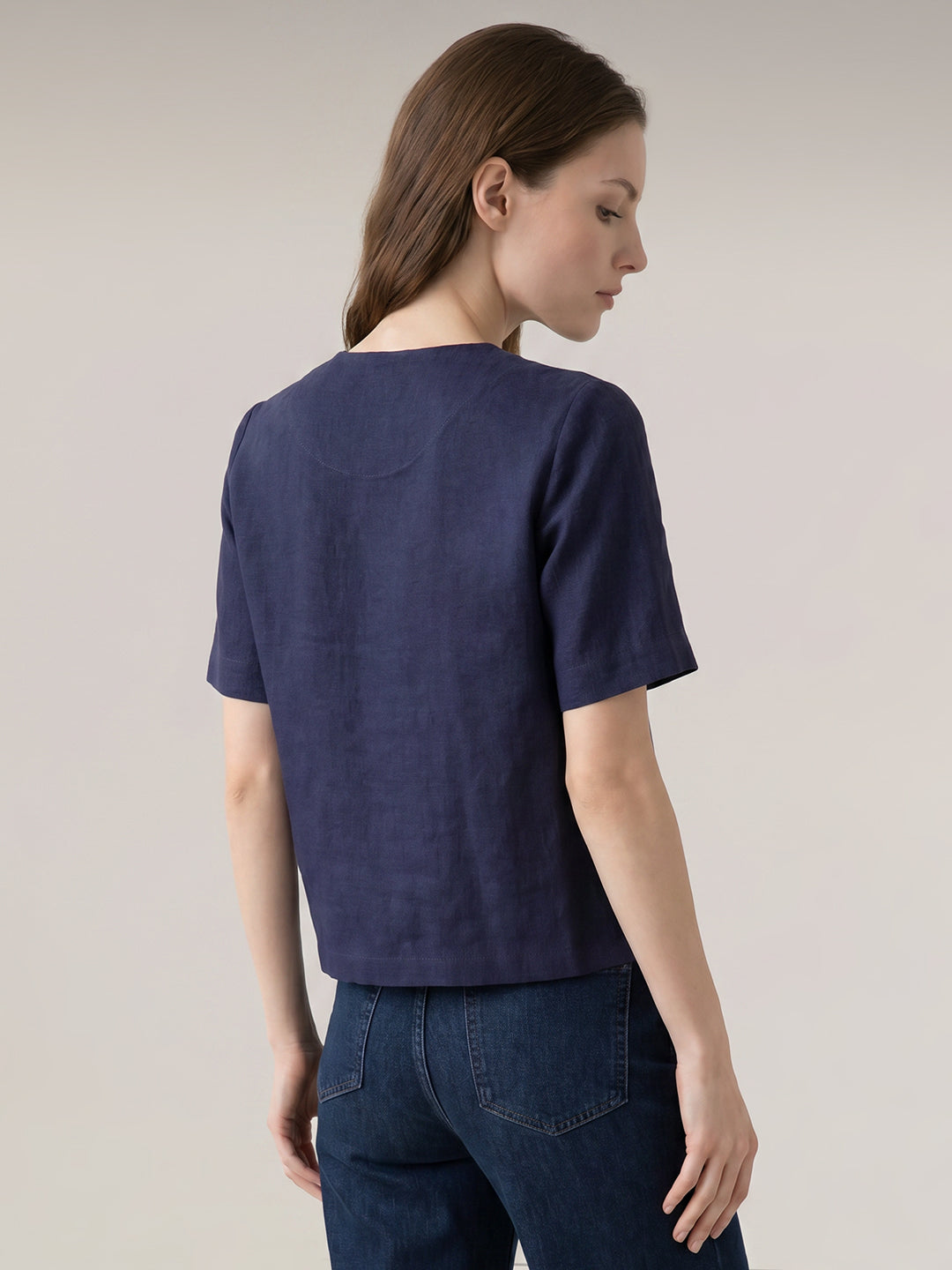 Dark Blue Printed Top