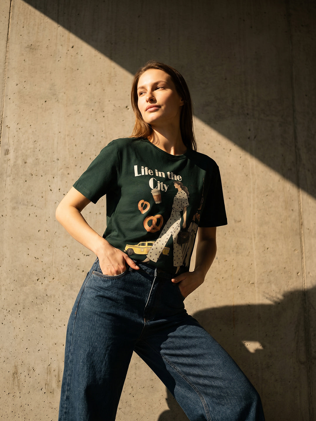 Green Printed Cotton T-shirt