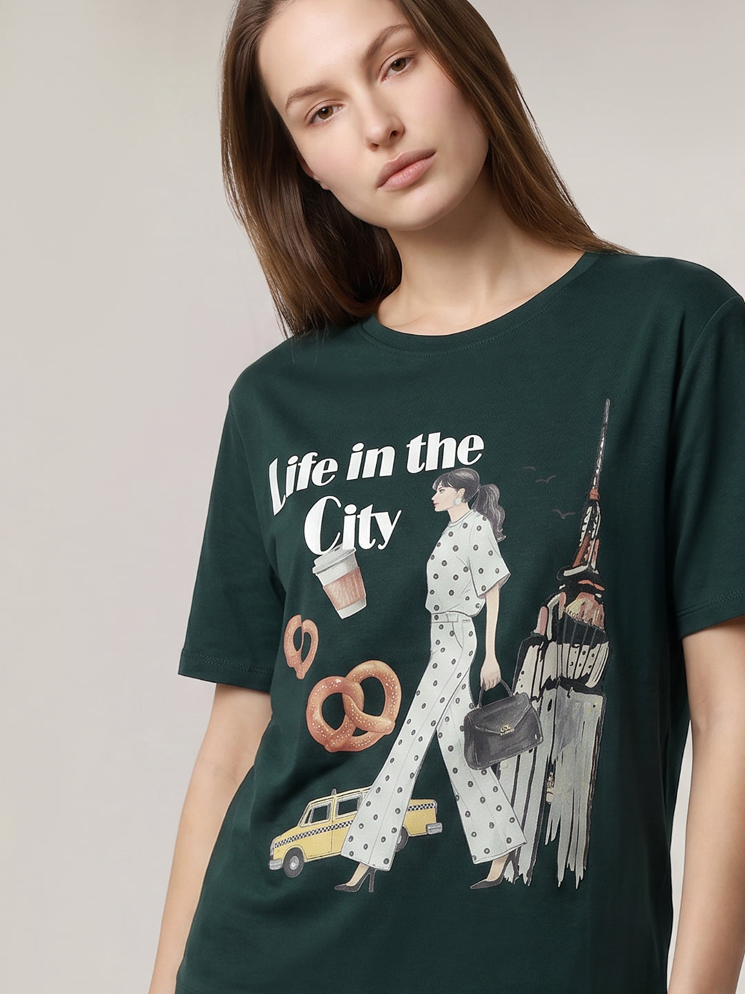 Green Printed Cotton T-shirt