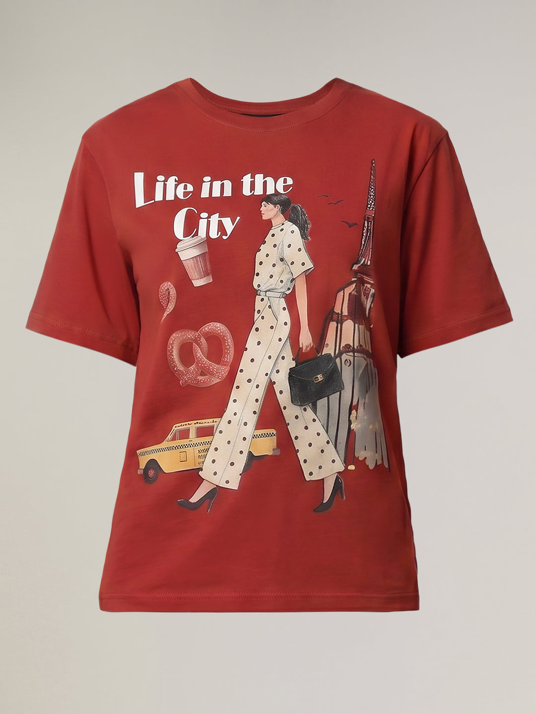 Rust Printed Cotton T-shirt