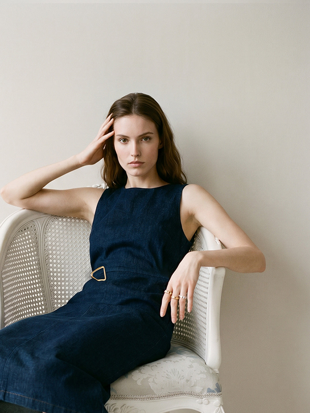 Sleeveless Midi Denim Dress