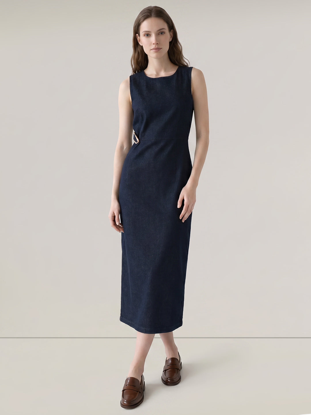 Sleeveless Midi Denim Dress