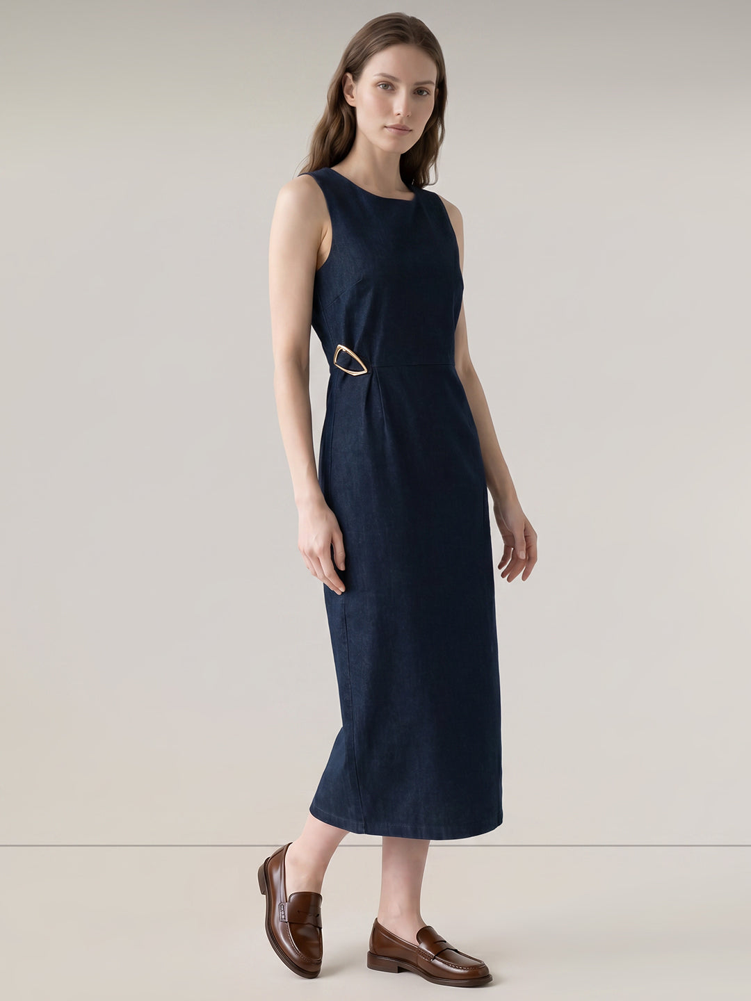 Sleeveless Midi Denim Dress