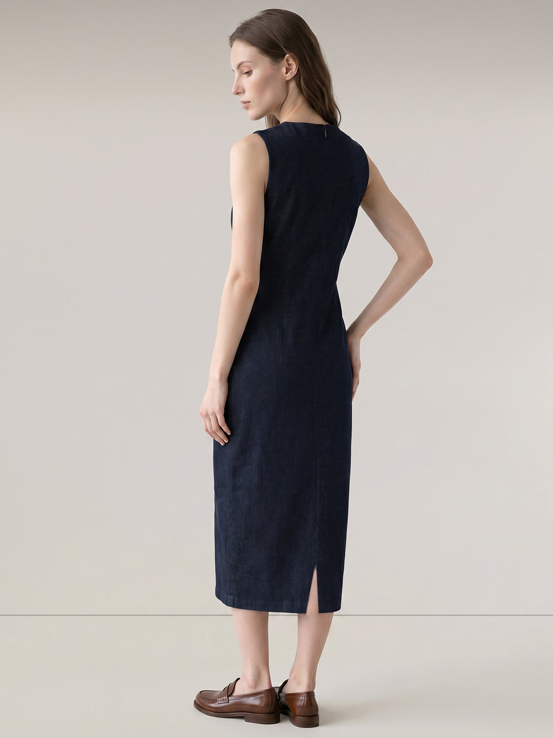 Sleeveless Midi Denim Dress