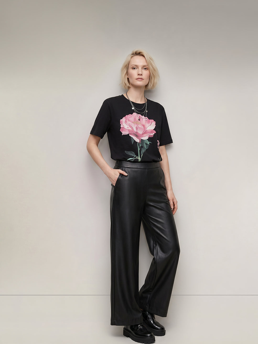 Black Printed Cotton T-shirt