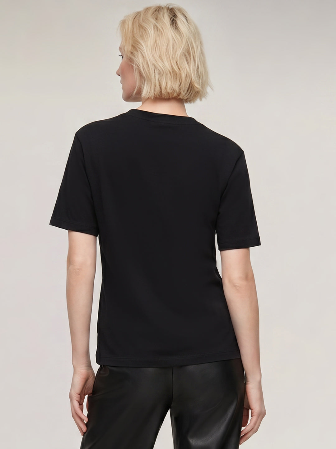 Black Printed Cotton T-shirt