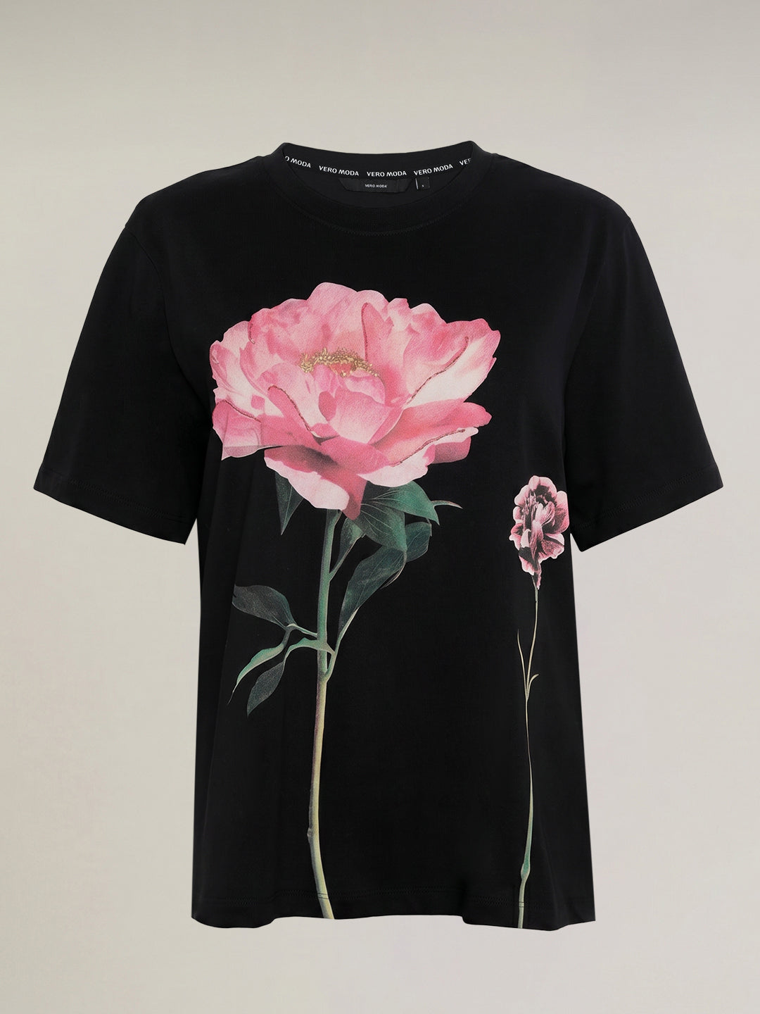 Black Printed Cotton T-shirt
