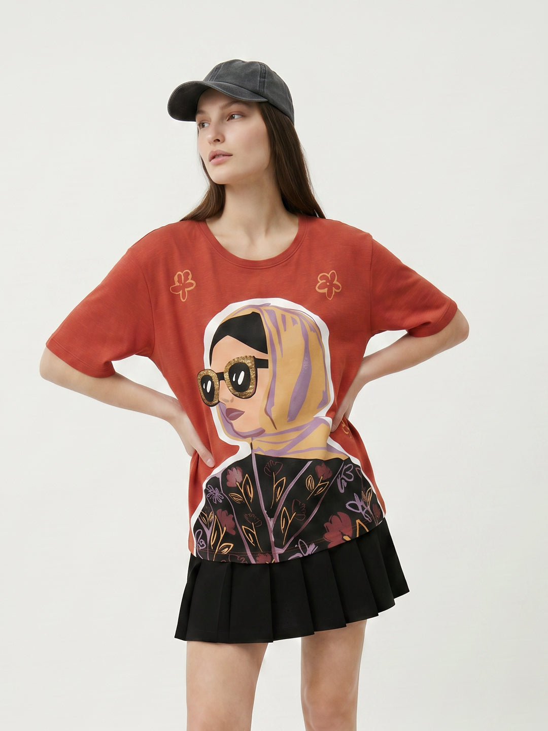 Rust Printed Cotton T-shirt