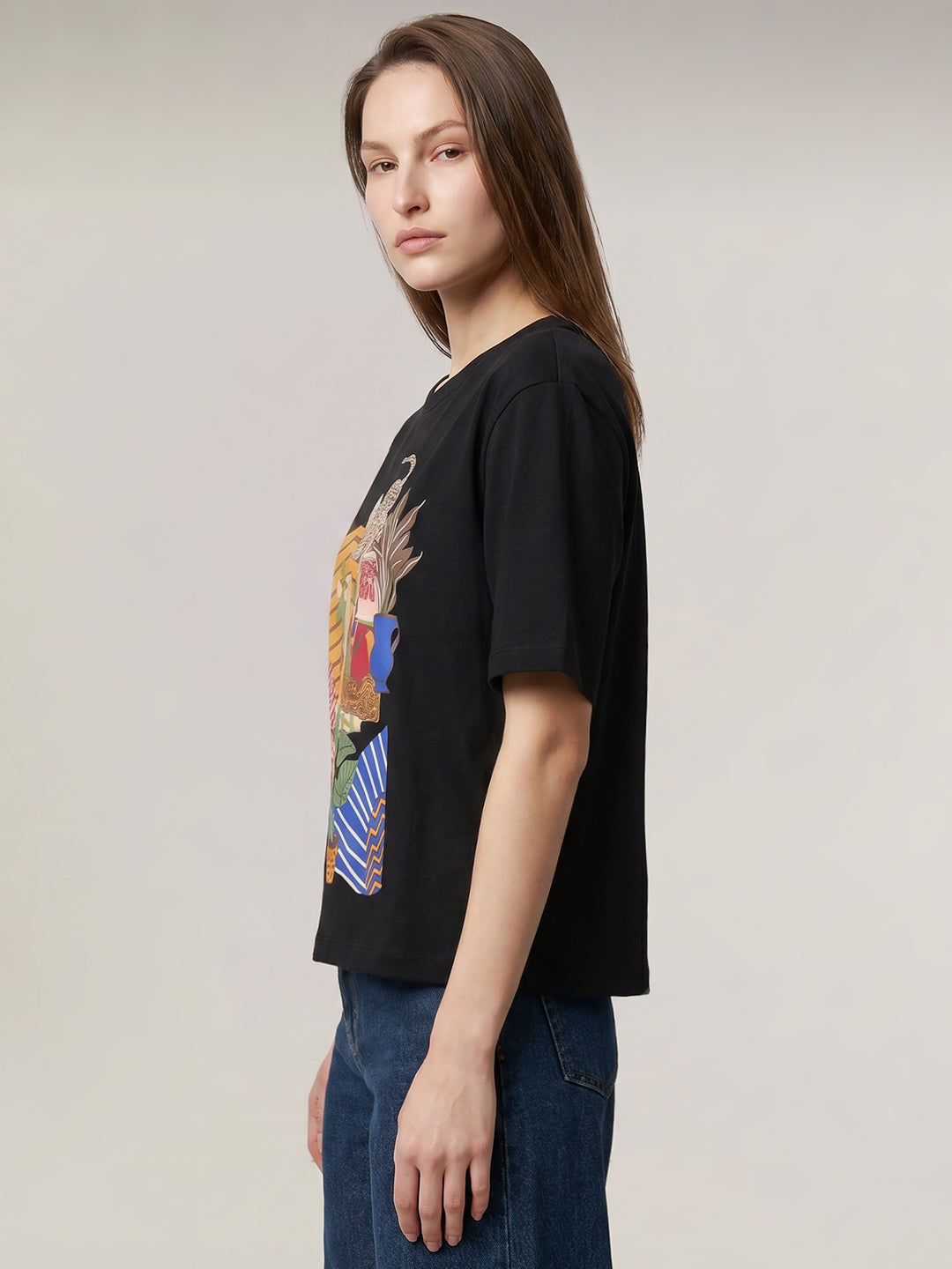 Black Illustrated Graphic T-shirt