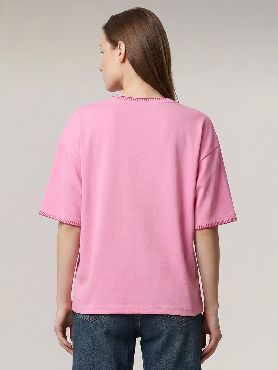 Pink Graphic Print Boxy Fit T-shirt