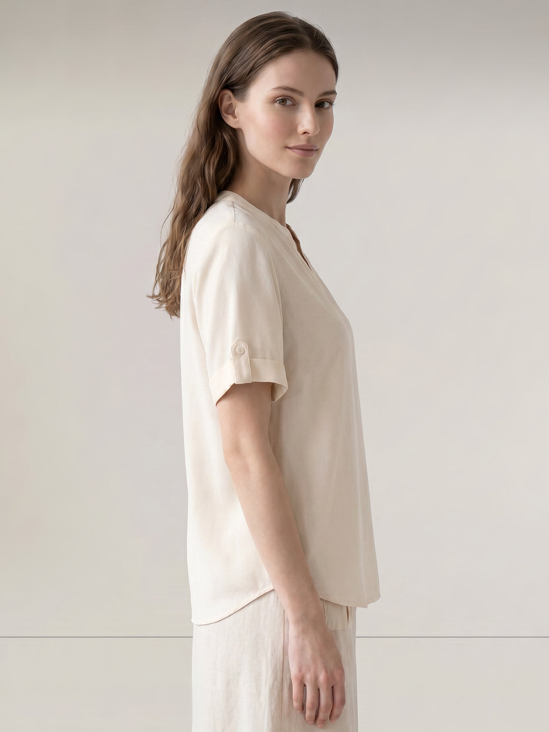 Off-White Split V Neck Top