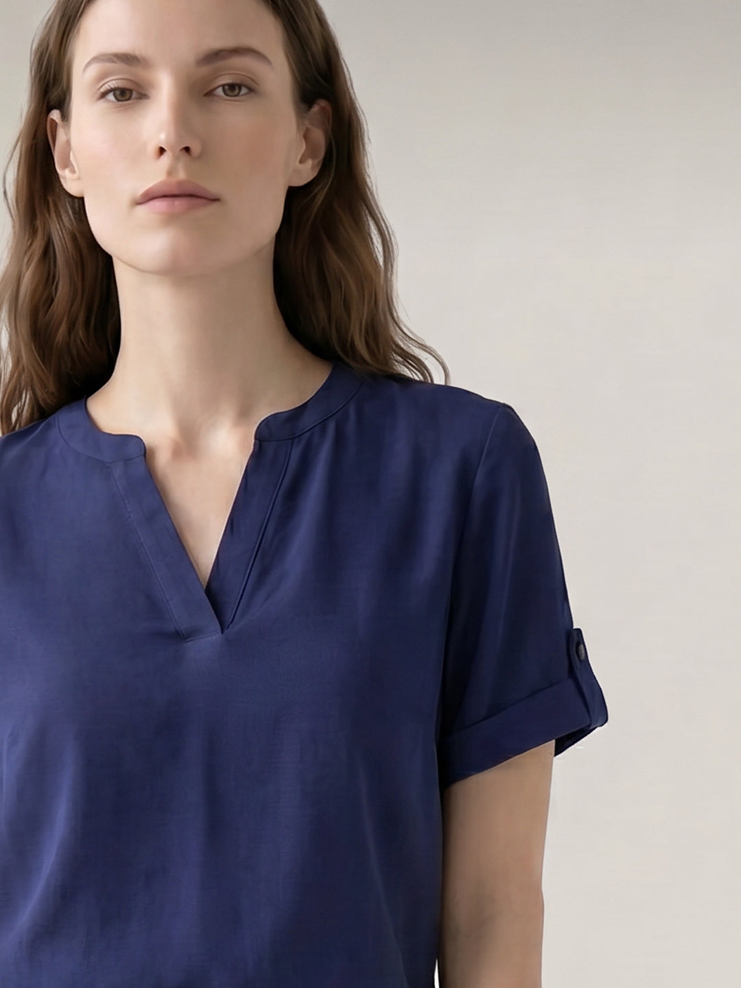 Navy Blue V-Neck Top