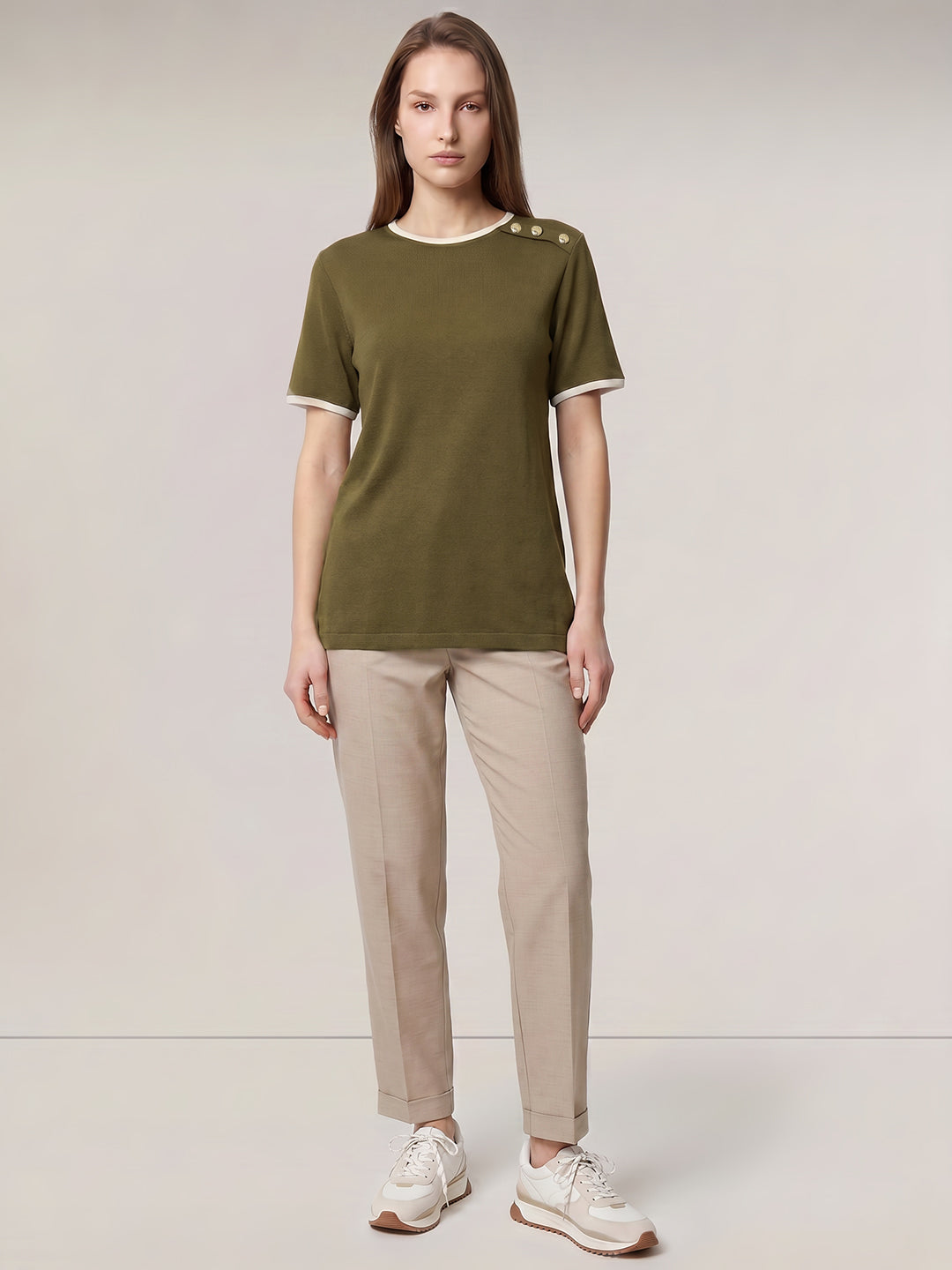 Contrast Trim Cotton Top