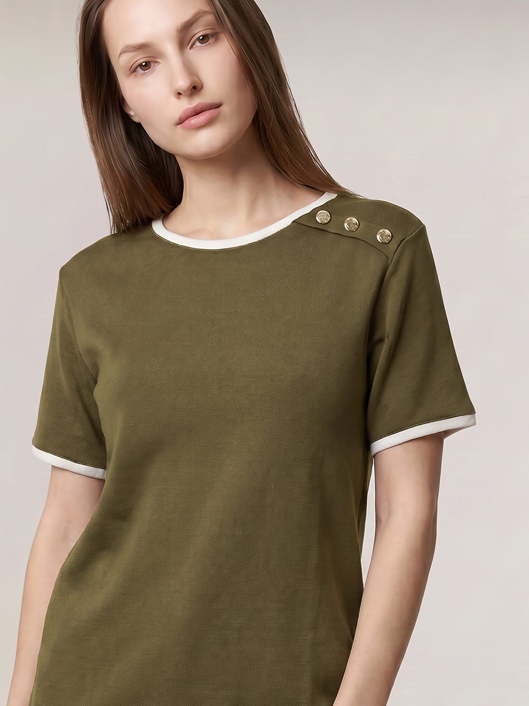 Contrast Trim Cotton Top