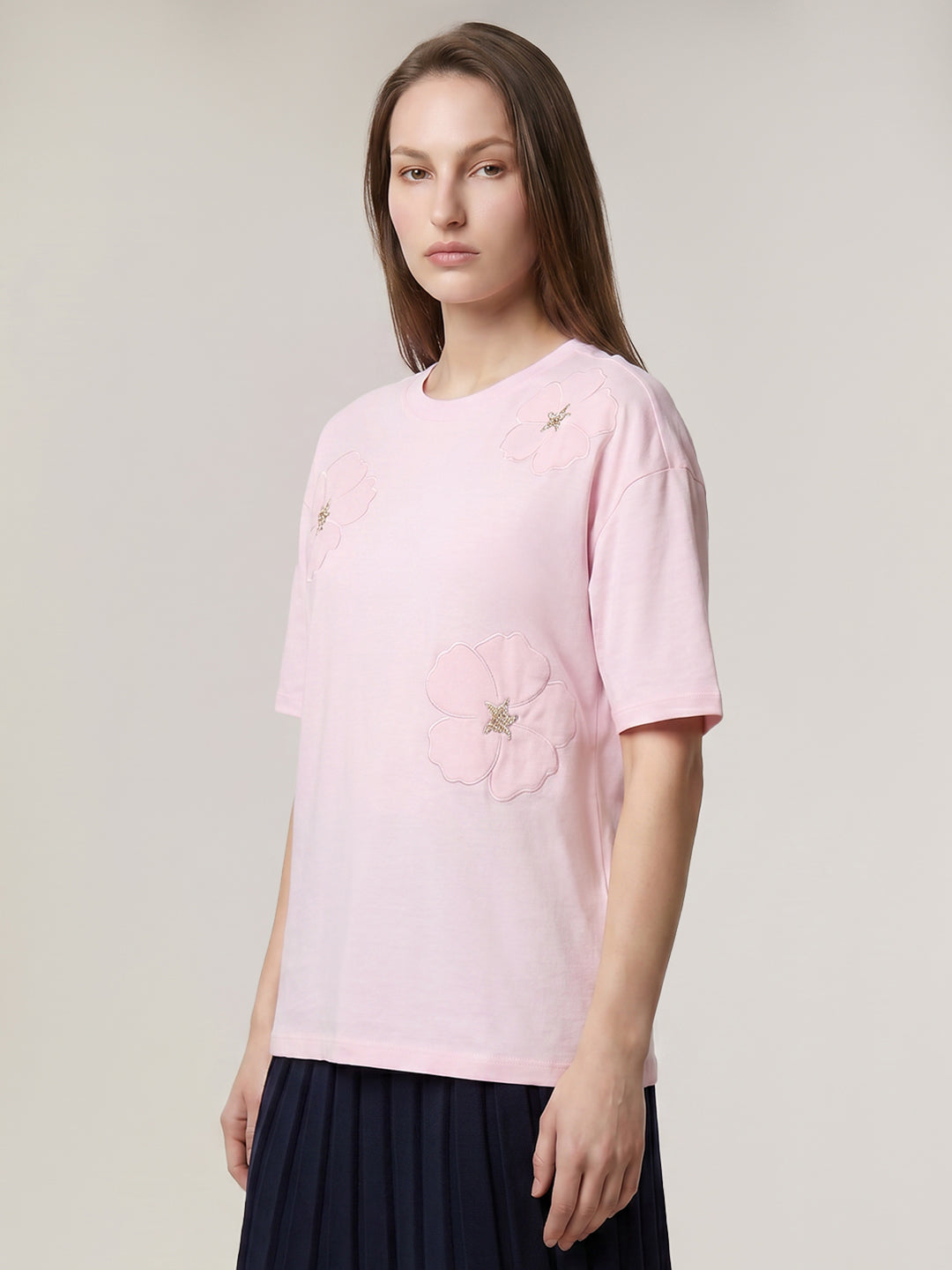 Floral Appliqué T-Shirt