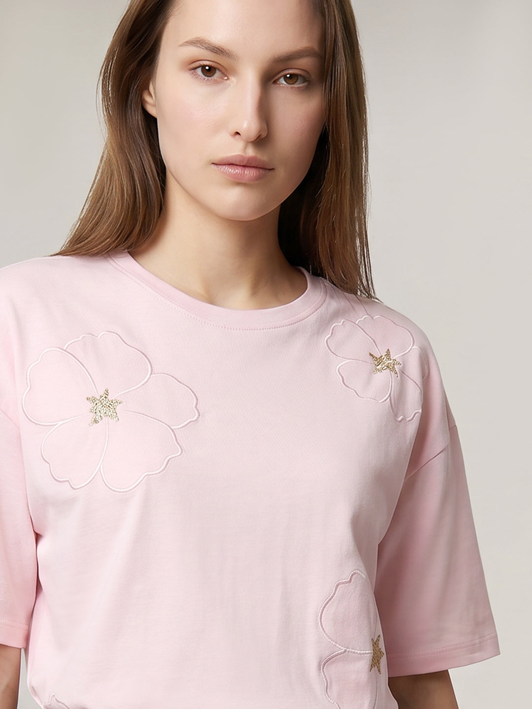 Floral Appliqué T-Shirt