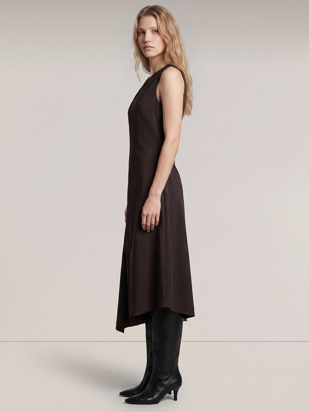 Dark Brown Asymmetric Dress