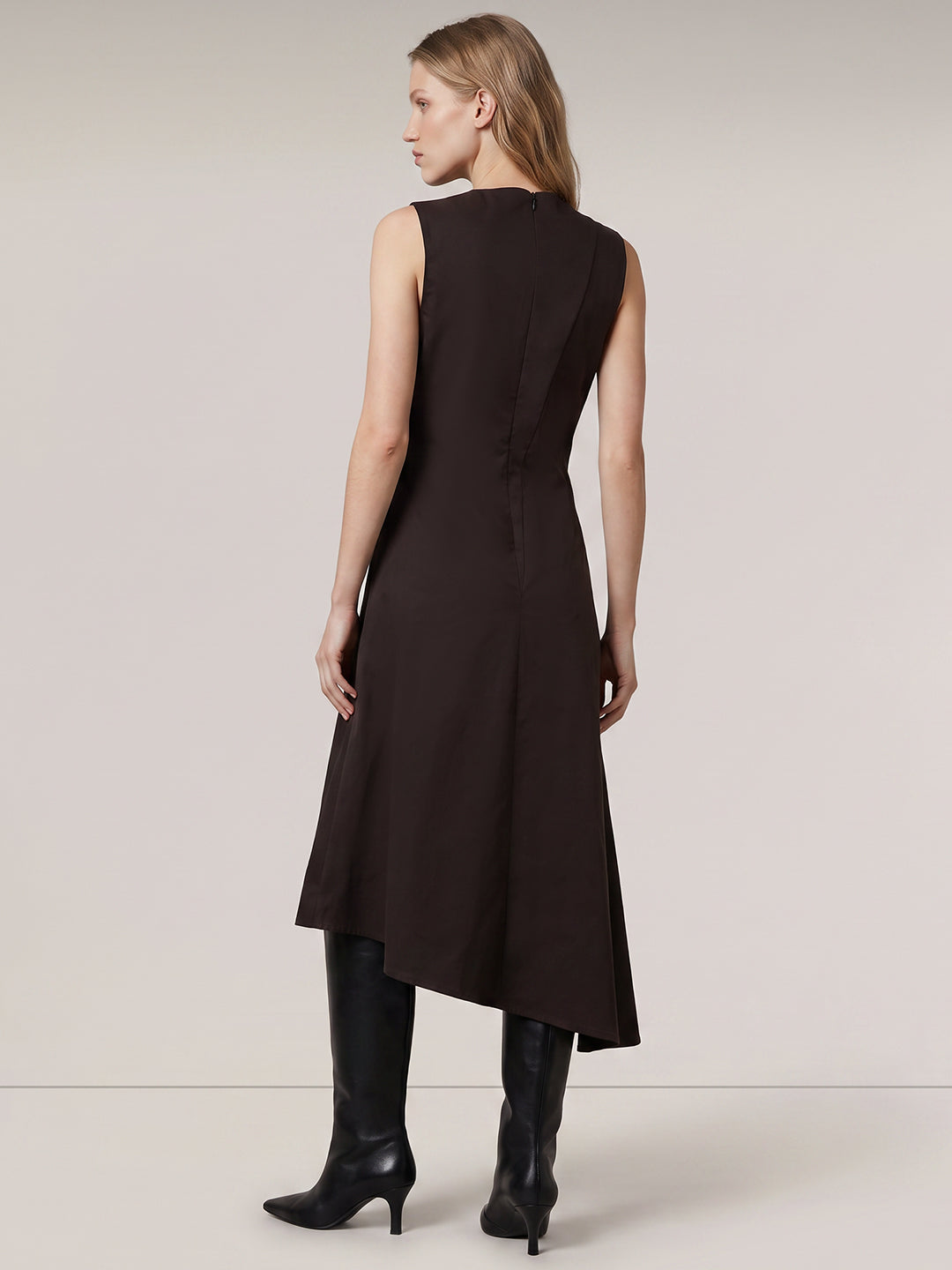 Dark Brown Asymmetric Dress