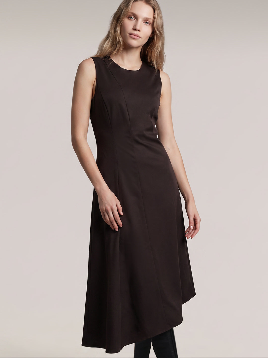 Dark Brown Asymmetric Dress