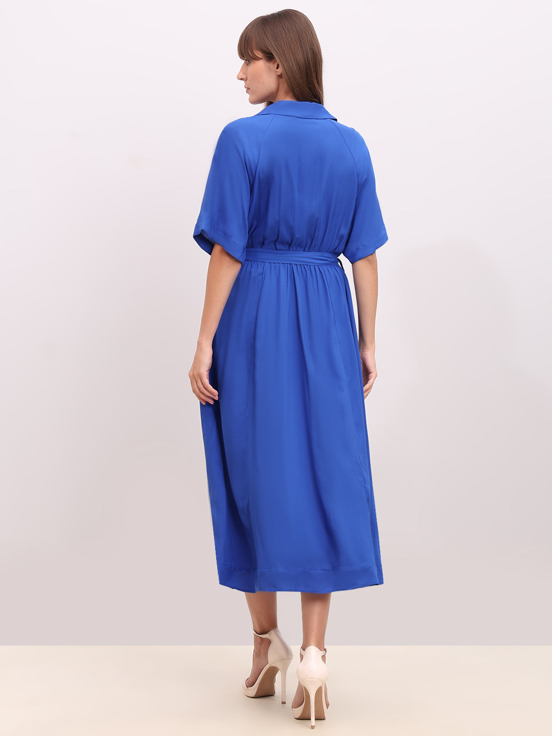 Blue Belted Shirt Dress