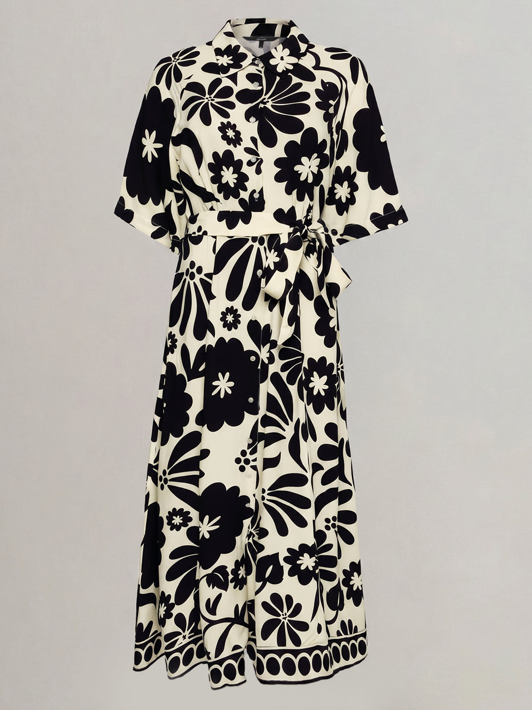 Printed Belted Shirt Dress