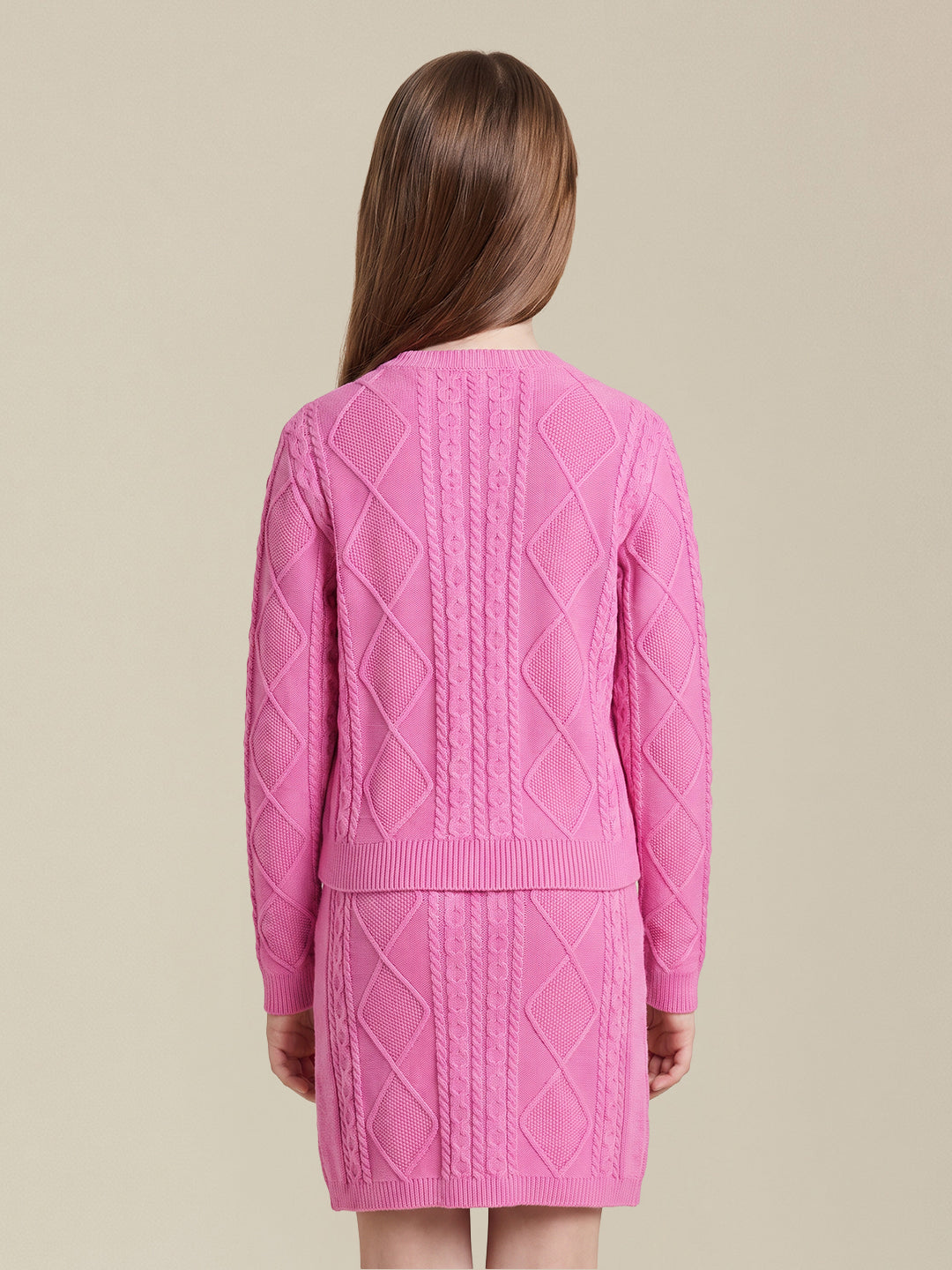GIRLS Pink Cable Knit Cardigan