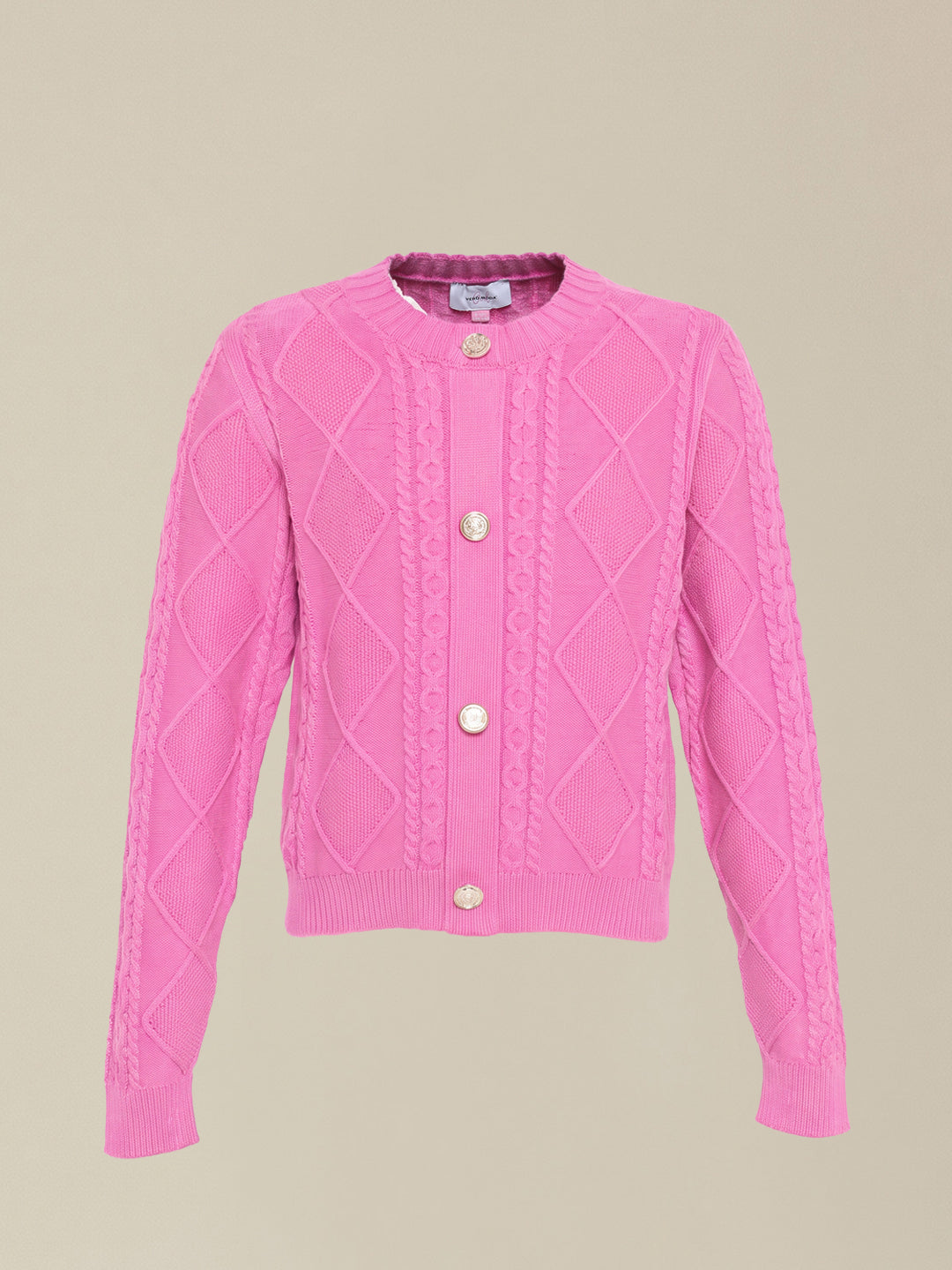 GIRLS Pink Cable Knit Cardigan
