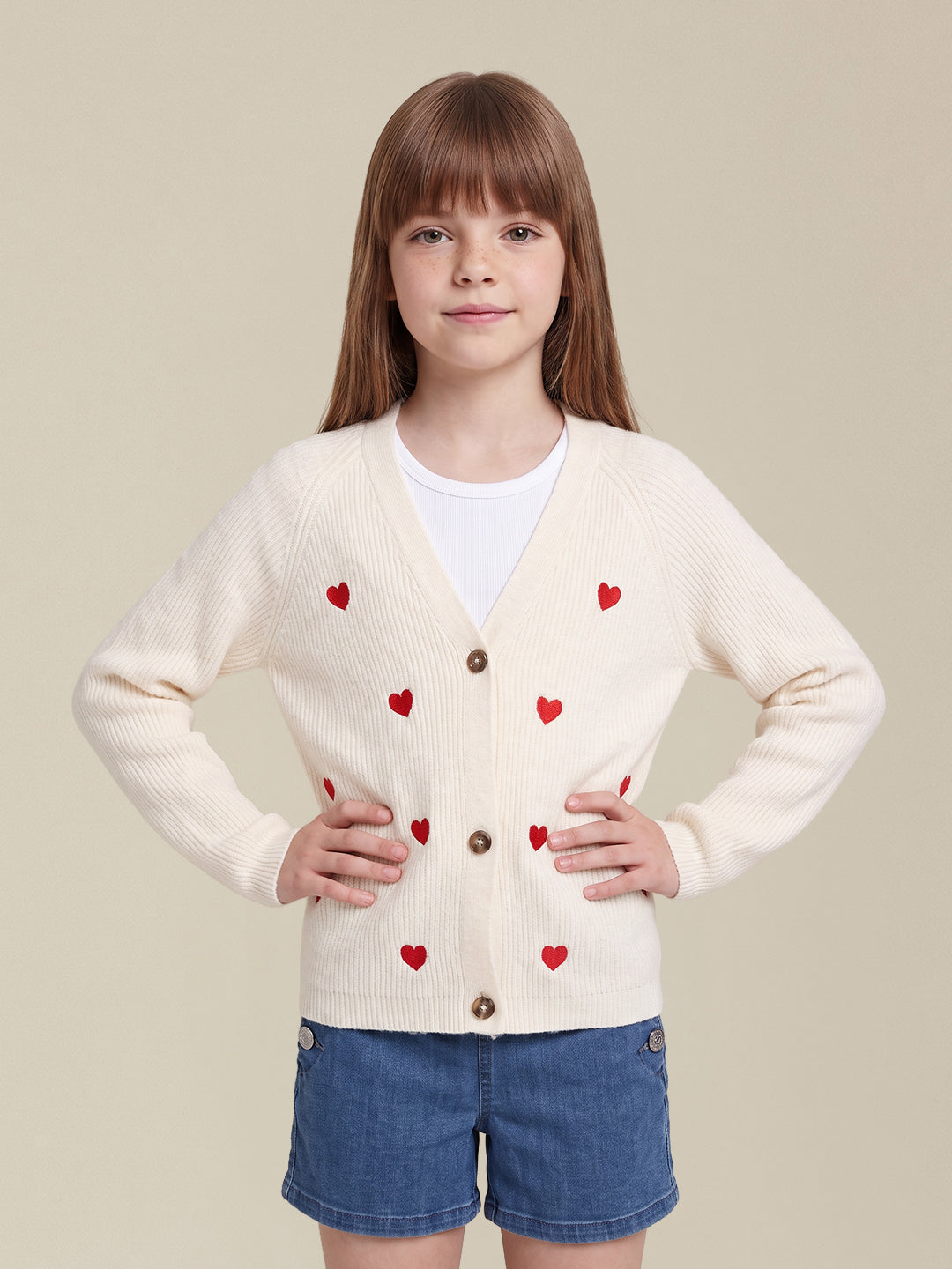 GIRLS White Printed Cardigan