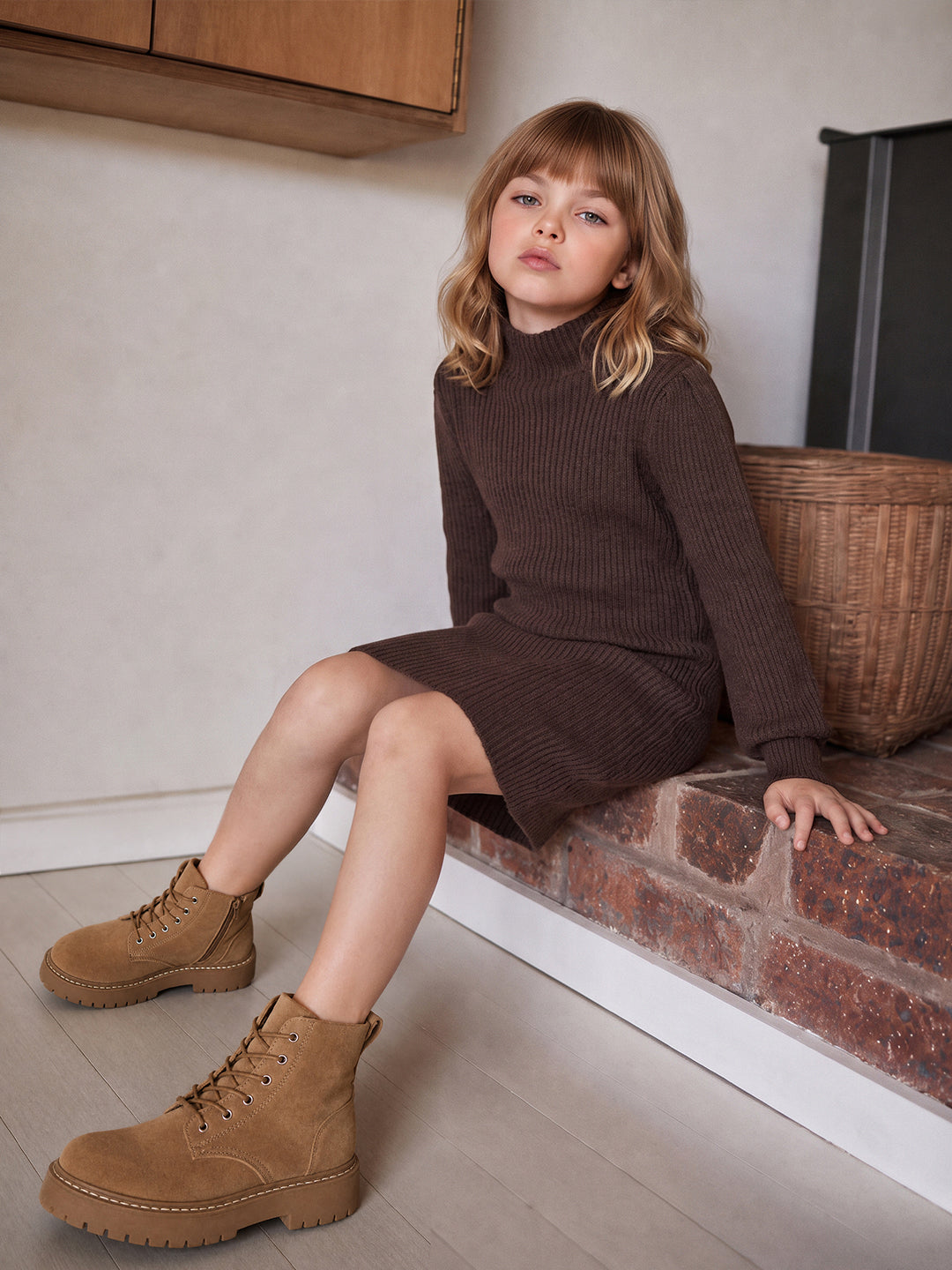 GIRLS High Neck Knitted Dress