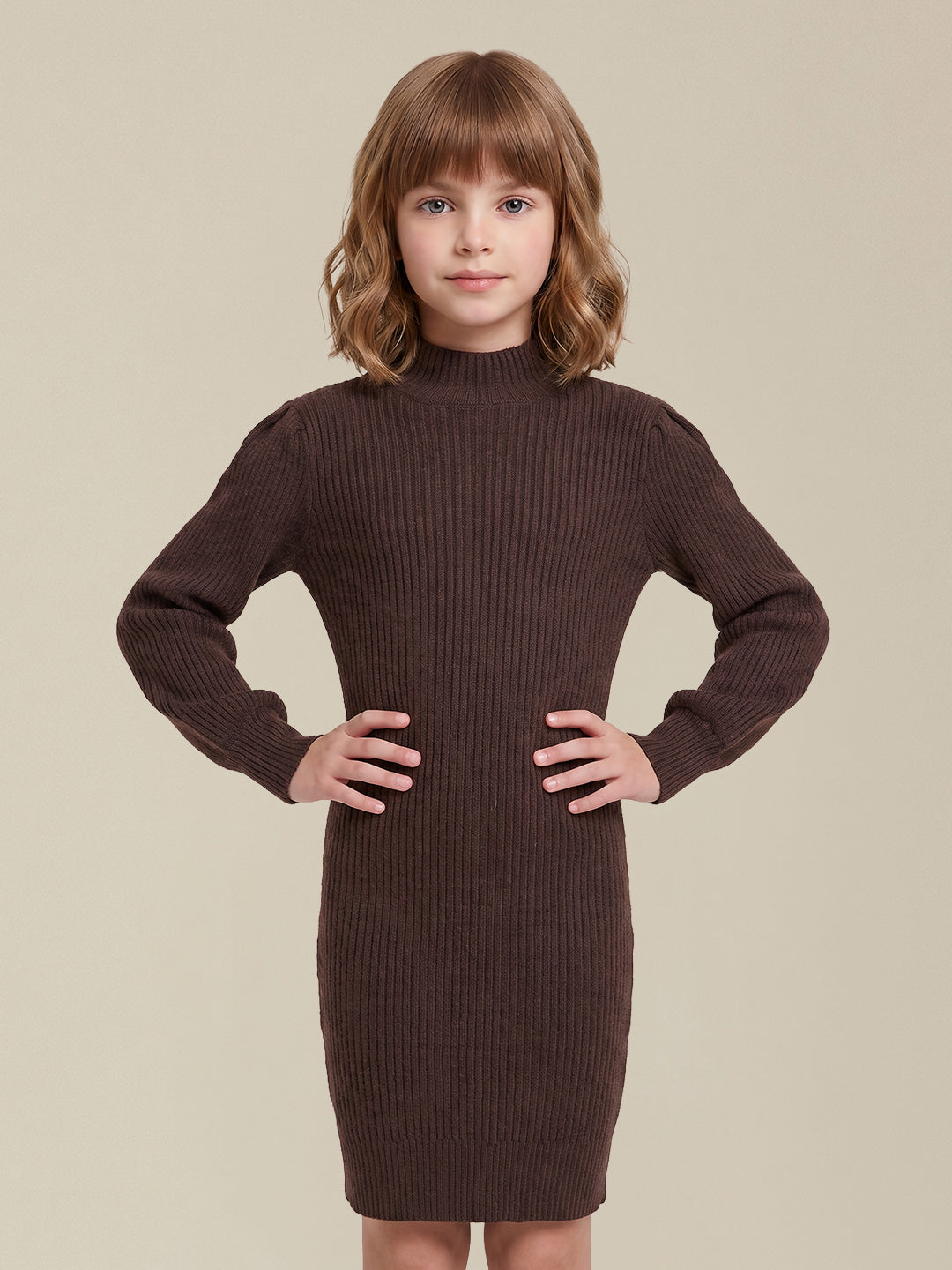 GIRLS High Neck Knitted Dress