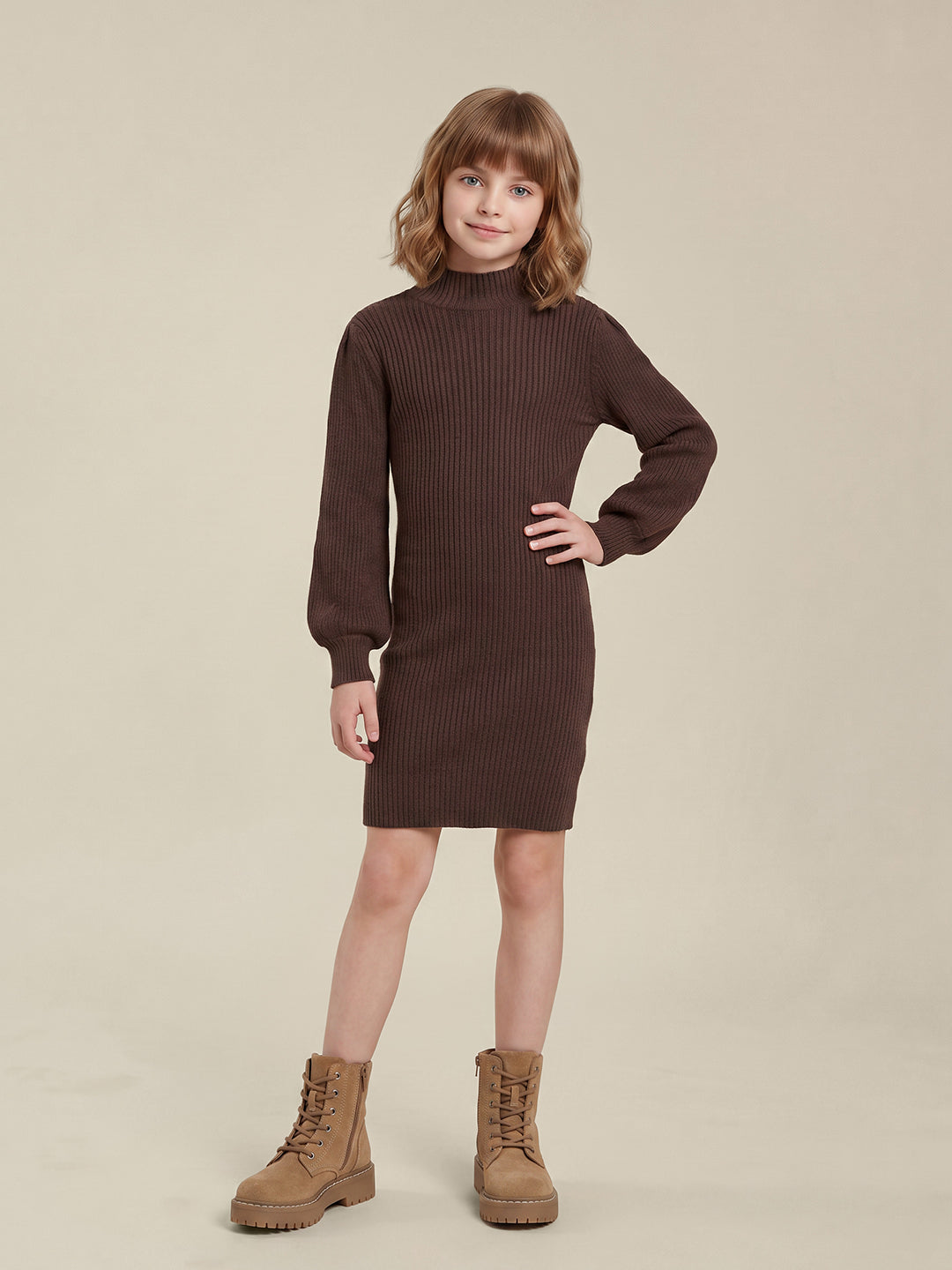 GIRLS High Neck Knitted Dress