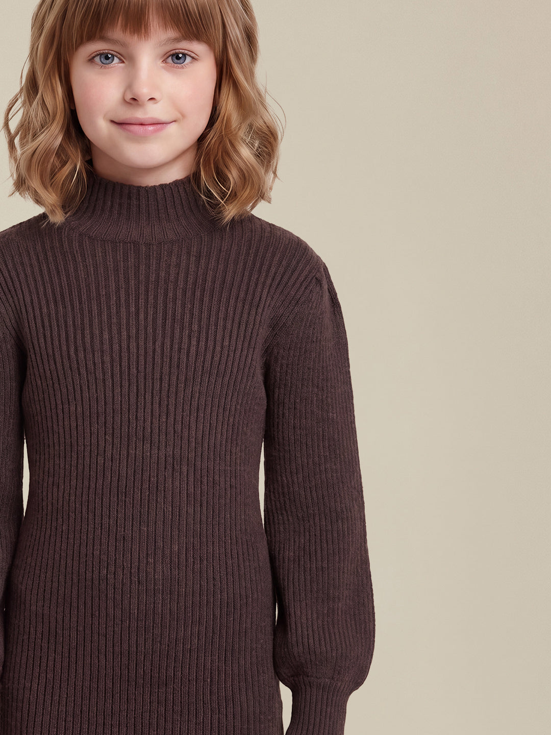 GIRLS High Neck Knitted Dress
