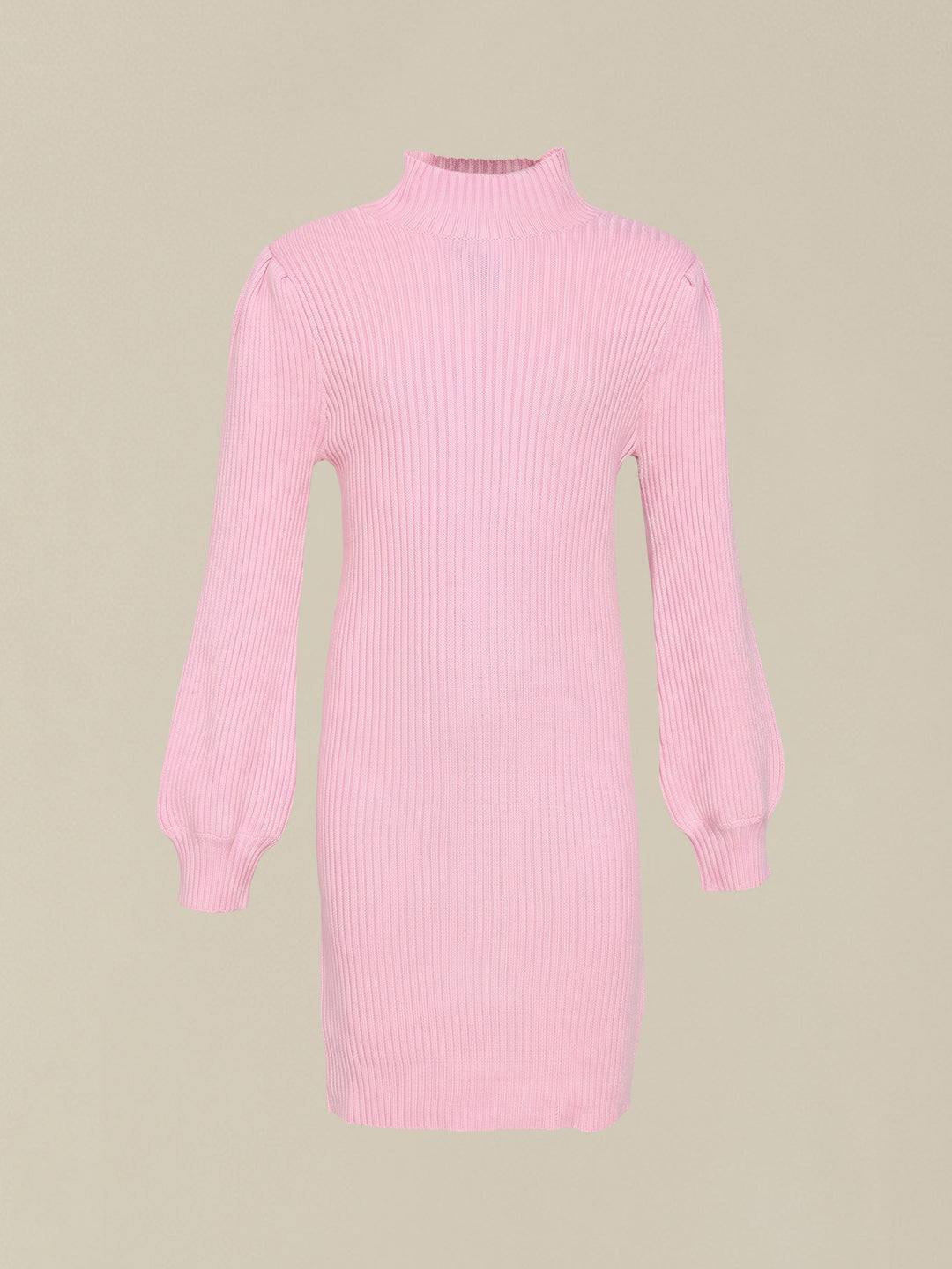 GIRLS Pink High Neck Knitted Dress