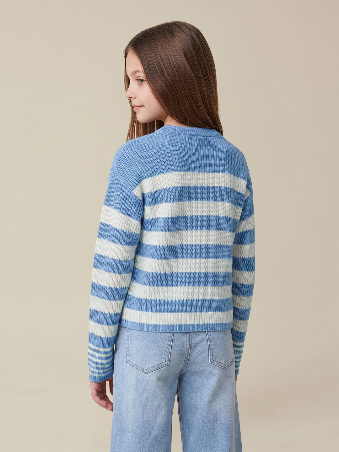 GIRLS Blue Striped Knit Pullover