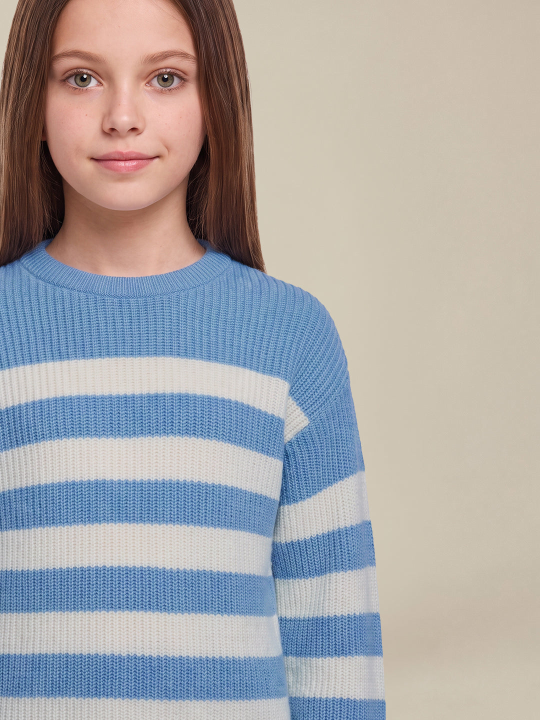 GIRLS Blue Striped Knit Pullover
