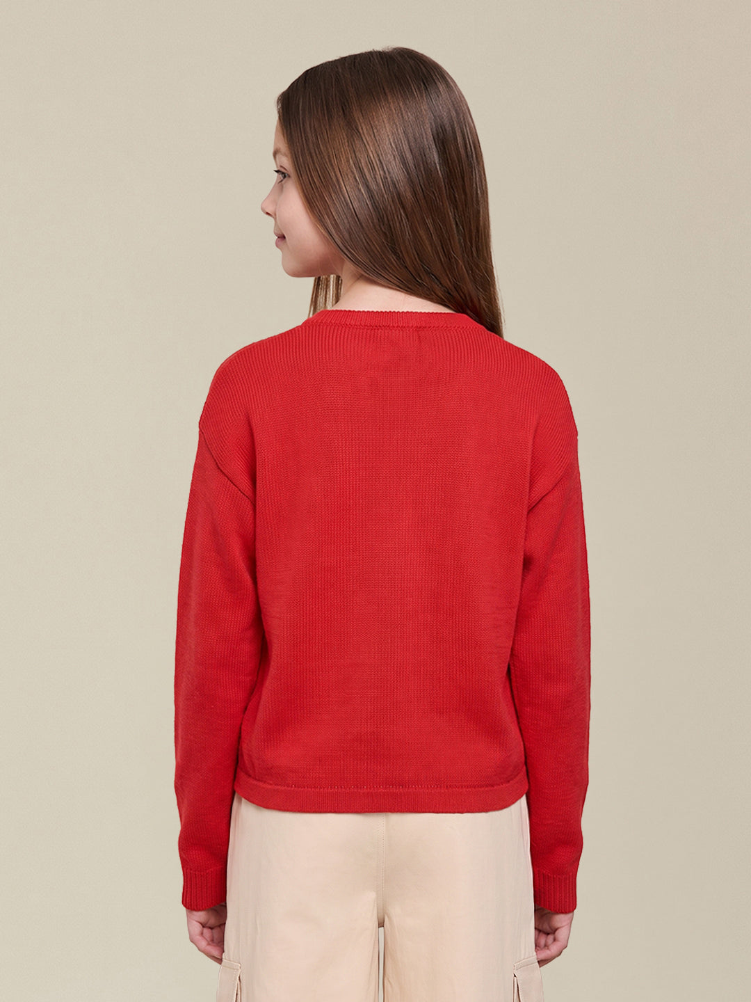 GIRLS Red Printed Pullover