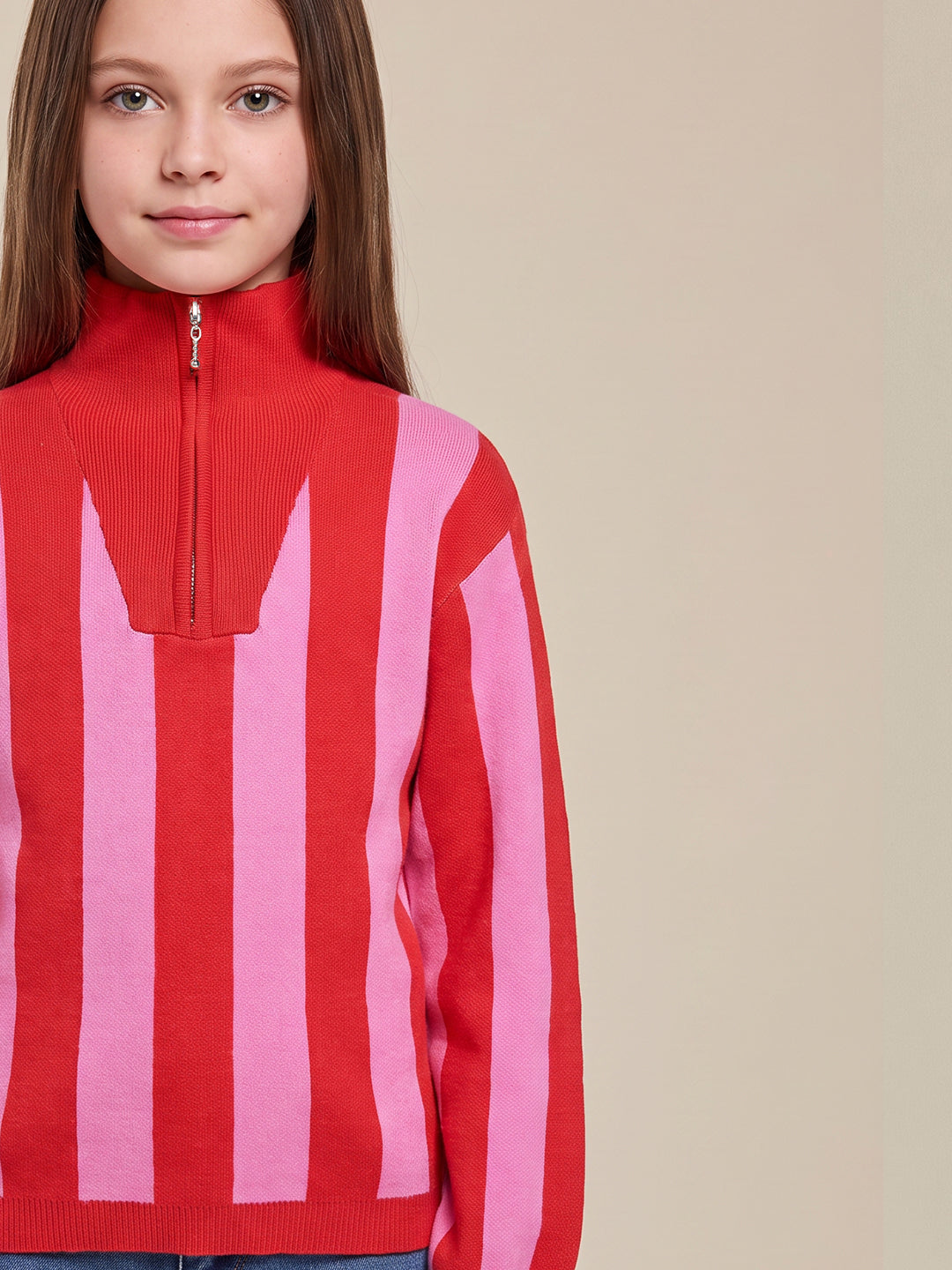 GIRLS Colourblocked High Neck Pullover