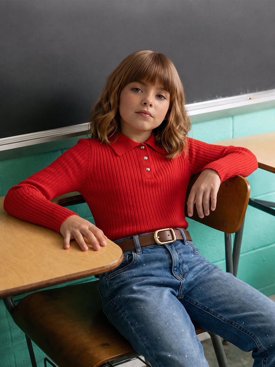 GIRLS Red Knitted Pullover
