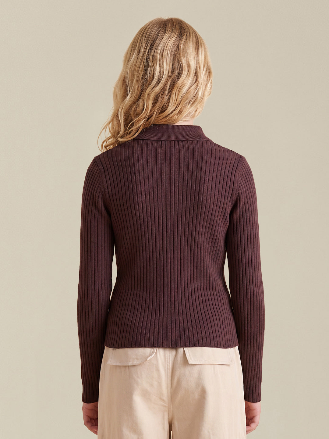 GIRLS Ribbed Collared Polo