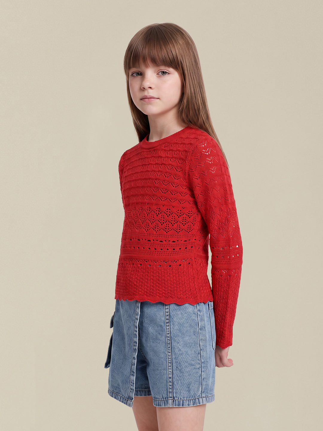 GIRLS Pointelle Knit Pullover