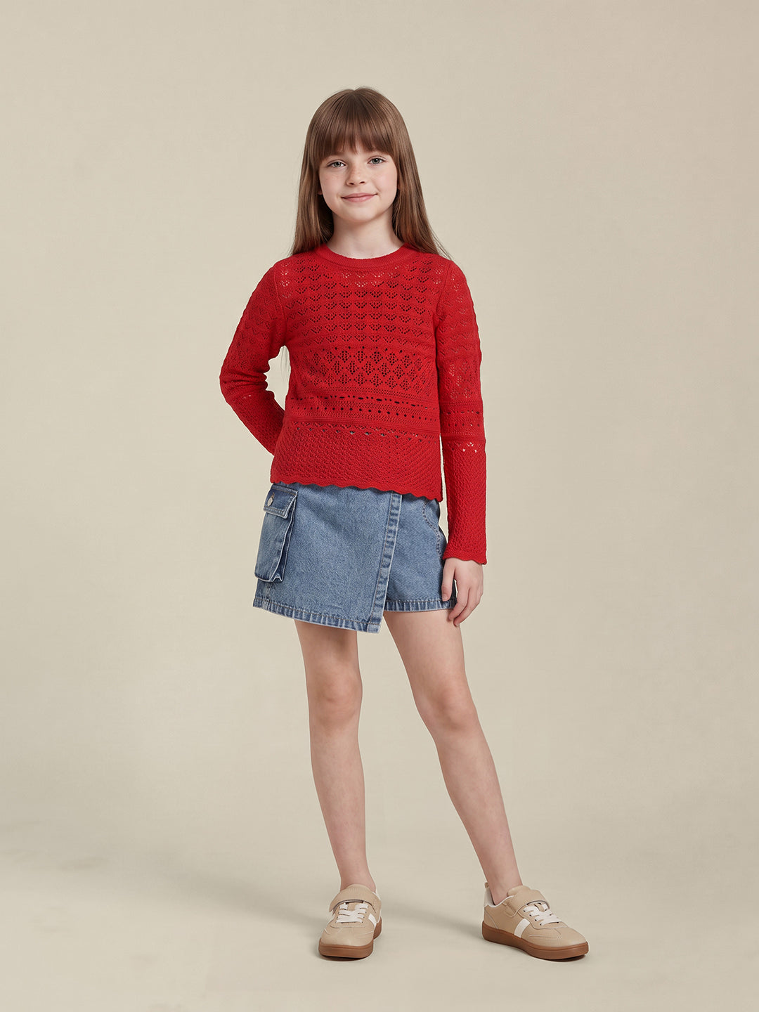 GIRLS Pointelle Knit Pullover