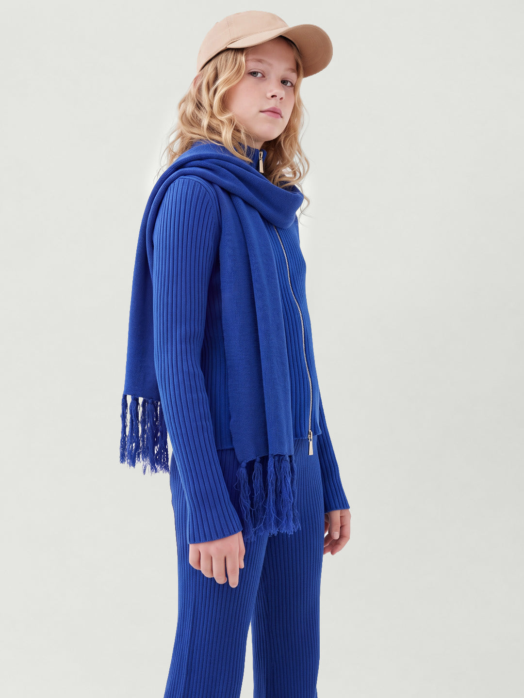 GIRLS Blue High Neck Cardigan