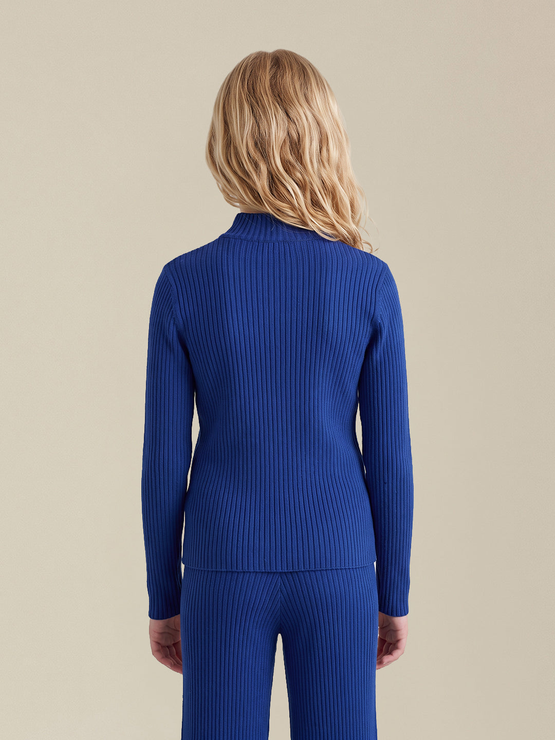 GIRLS Blue High Neck Cardigan