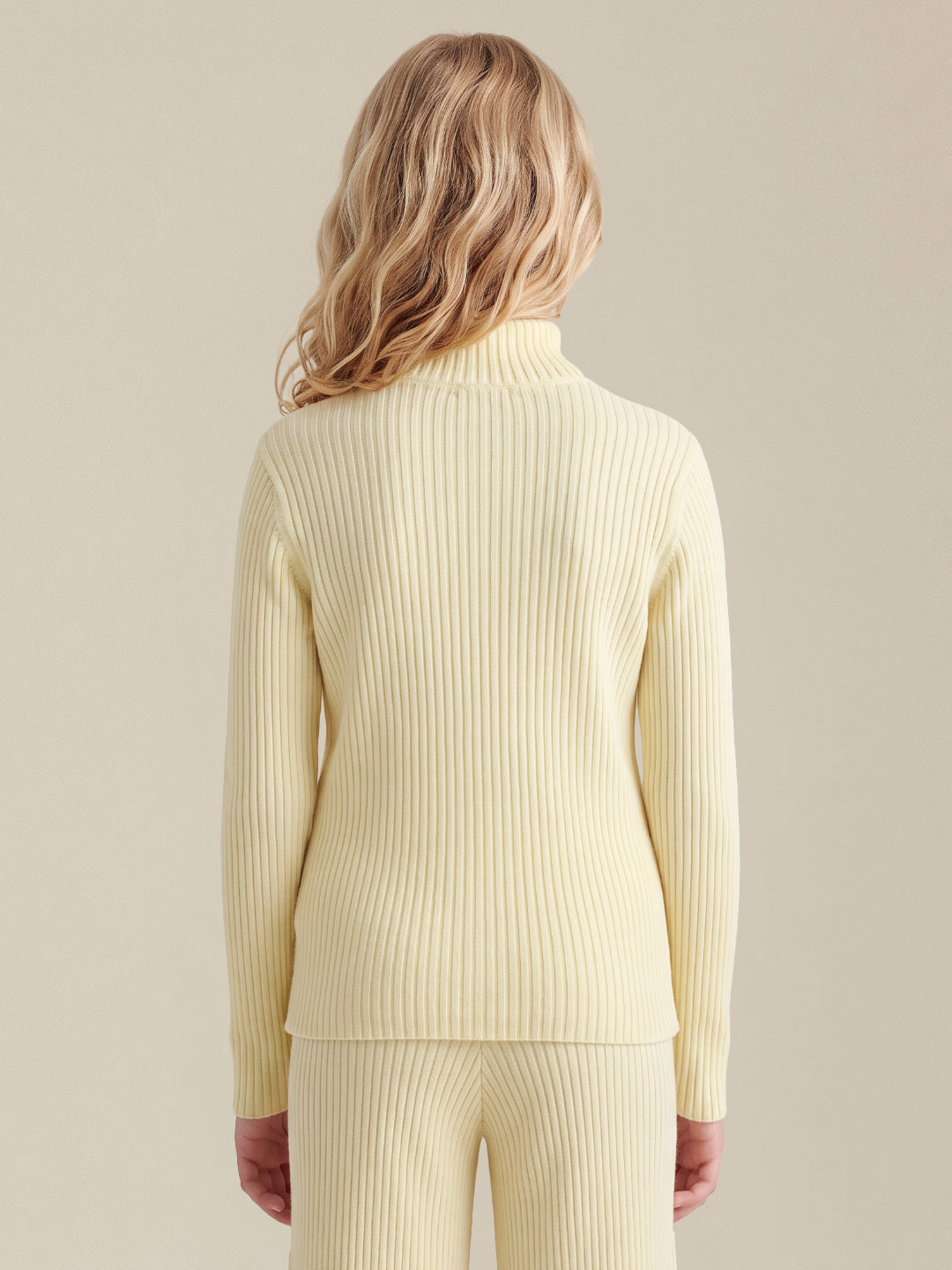 GIRLS Yellow High Neck Cardigan